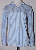 J Crew Haberdashery Womens Top Medium Button Down Blue Stripe Long Sleeve Career - $19.99