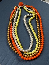 Vintage Multistrand Faux White Pearl Gold Lemon &amp; Orange Colored Plastic Round - £9.04 GBP