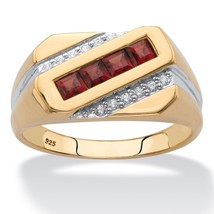 18K Yellow Gold Over Sterling Silver Red Garnet Ring Size 8 9 10 11 12 13 - £228.51 GBP