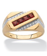 18K YELLOW GOLD OVER STERLING SILVER RED GARNET RING SIZE 8 9 10 11 12 13 - £225.18 GBP