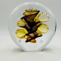 Marian Pyrcak Paperweight (Signed) Bohemian Swirl Art Glass Vintage Amber - £54.83 GBP