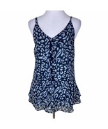 Cabi Womens Top Semi Sheer Ruffle Cami Tank Top Blouse Small Blue Gray #... - £12.65 GBP
