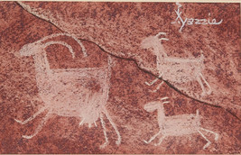 Petroglyph Goats Painting  By Navajo Artist Alice Yazzie Original Pastel - £77.85 GBP