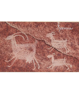 Petroglyph Goats Painting  By Navajo Artist Alice Yazzie Original Pastel - £77.84 GBP