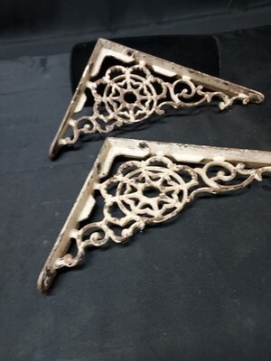 Old Cast Iron Wall Shelf Brackets Ornate Eastlake Hardware Set Pair Victorian  Item image 4