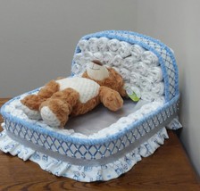 Bassinet Diaper Cake Centerpieces Blue and Silver Theme Baby Shower Any Colors - £126.60 GBP