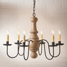 6-Arm Maple Glenn Chandelier in Rustic Americana Pearwood image 2