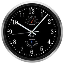 12 Inch Silent Wall Clock Battery Operated Non Ticking Glass Cover Silve... - $53.99