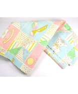 Nursery Rhyme 17x25" Fabric Swatch Vintage 1940s Pastel Nursery Fabric Remnant