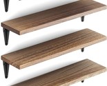 Wallniture Arras Burned Set Of 6 Floating Shelves For Wall, Wood Wall Sh... - £35.36 GBP