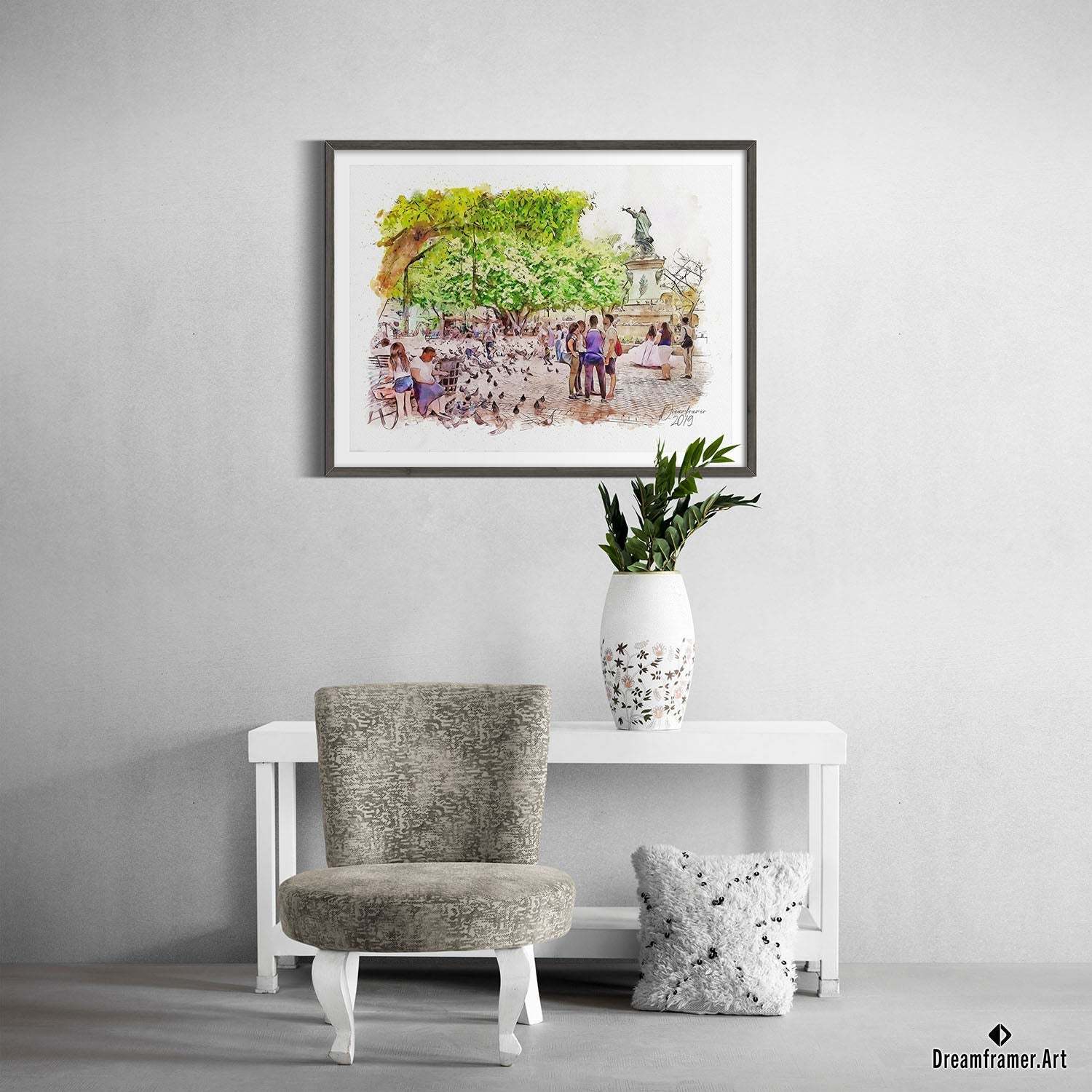 Premium Art Print Columbus Plaza in Santo Domingo in Watercolors, by Dreamframer Item image 3