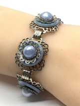 Vintage Blue Lucite Silver Tone Bracelet 7.5” - $19.94