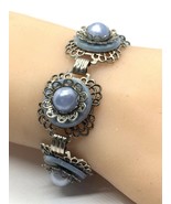 Vintage Blue Lucite Silver Tone Bracelet 7.5” - €17,32 EUR