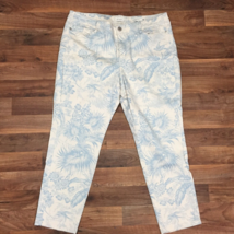 J Jill Petite 16 Jeans Slim Ankle XL Floral White Blue Cotton Authentic Fit - $23.50