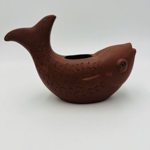 Chinese Pottery Terracotta Yixing Zisha Clay Fish Candle Holder Vase Home Decor - £50.52 GBP
