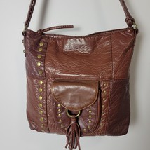 GAL Brown Faux Leather Shoulder Handbag Bag Purse Tassel Boho Hobo - $19.79