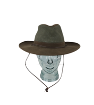 Vintage 90s Canvas Mesh Outdoor Safari Bush Hat Cap Olive Green Medium USA - £38.02 GBP