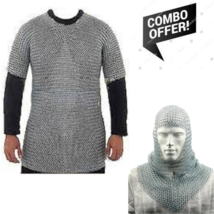 MS Iron Steel Butted Chainmail Shirt Medieval Chain mail Haubergeon - £152.99 GBP