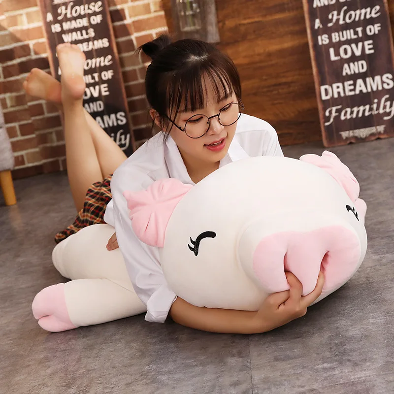 Lovely Pig Lying Piggy White/Pink Animals Plushie Hand Warmer Blanket Comforting - $33.75