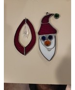 CL/VINTAGE STAINED GLASS ORNAMENTS/SANTA CLAUS/SET OF 2/SUN CATCHER/WINDOW! - $649.15 MXN