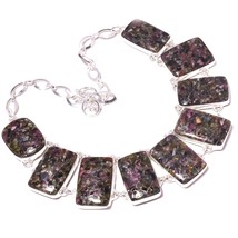 Copper Watermelon Tourmaline Gemstone Ethnic Gifted Necklace Jewelry 18&quot; SA 1163 - £14.62 GBP