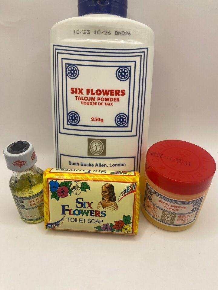 SIX FLOWERS SET (1 Perfume 18ml, 1 Soap, 1 Powder 250g, 1 Pomade). 4 Pcs set