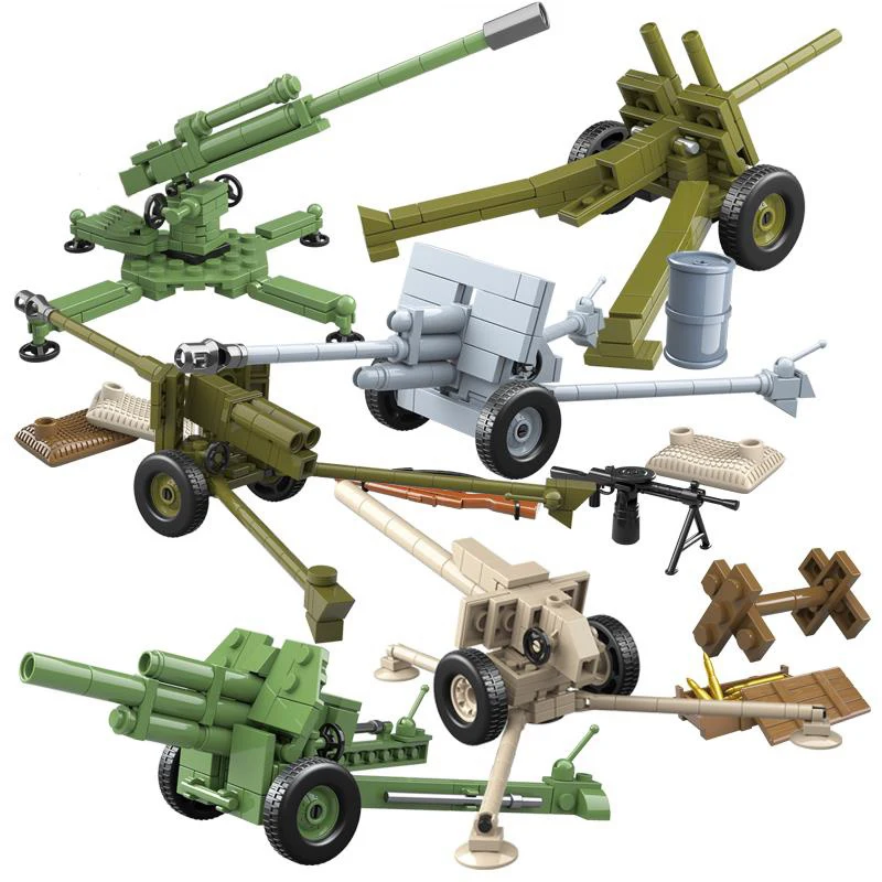 6Pcs WW2 Military Model Series World War II Simulated Artillery Military - £22.95 GBP