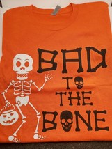 Halloween Bad To The Bone Orange Short Sleeve T-Shirt, Size Large - $172.87 MXN