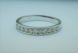 Anniversary Ring 1.10Ct Round Cut Diamond Wedding Band 14k White Gold Size 5.5 - £211.82 GBP
