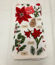 St Nicholas Square Happy Hollydays Kitchen Towel 2 pc Poinsettias Holly ... - £7.77 GBP