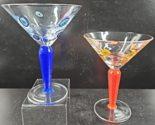 2 Block Milano Martini Glasses Mixed Set Speckled Colored Circular Stemw... - $39.27