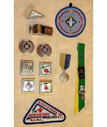 Small lot of 13 bsa old vintage boy scout items patches whistle neck slides - $20.51 CAD