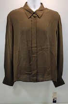 L) Rena Rowan Woman Silk Button Shirt Botanico Loden 18W - £19.82 GBP