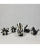 Walker Pottery Skunk Family 3&quot; Black White Ceramic Lot of 5 - £26.68 GBP