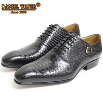  Men Ox Shoes  Skin Prints Classic Style Dress Leather Shoes Coffee Black Lace U - £95.82 GBP