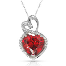 Heart Solitaire Created Diamond Pendant 14K Solid White Gold 4.50ct - £159.83 GBP
