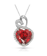 Heart Solitaire Created Diamond Pendant 14K Solid White Gold 4.50ct - £159.49 GBP