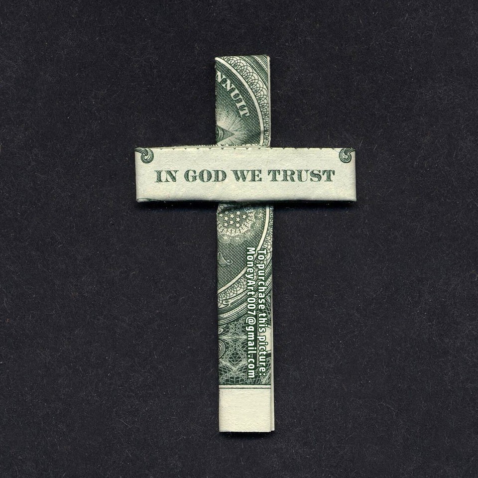 Dollar Origami HOLY CROSS Made with REAL MONEY Handmade Cash - $19.95+
