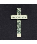 Dollar Origami HOLY CROSS Made with REAL MONEY Handmade Cash - $183.18 MXN+