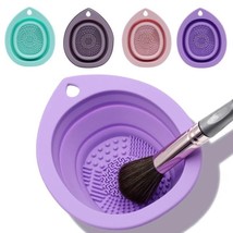 Silicone Makeup Brush Cleaner: Portable Folding Wash Bowl &amp; Scrubber Mat - $103.04 MXN