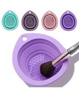 Silicone Makeup Brush Cleaner: Portable Folding Wash Bowl &amp; Scrubber Mat - $102.81 MXN
