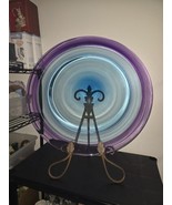 Robin Mix Large Scale Mouth-Blown Blue &amp; Lavender Glass Plate 1988 25&quot; Rare - $1,457.78