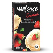 Manforce Cocktail Strawberry &amp; Vanilla Flavoured Condoms 10S - £11.68 GBP