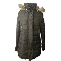 Brown Puffer Coat with Fur Hood Size Small - £57.99 GBP