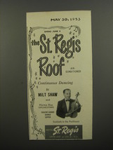 1953 Hotel St. Regis Ad - continuous dancing to Milt Shaw - £14.76 GBP