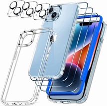 [10 in 1] Compatible With iPhone 14 Plus Case Clear with 3 Pack Glass Screen - £13.88 GBP