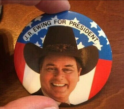 VTG Political Pinback Button J.R. EWING FOR PRESIDENT 1980 Dallas Larry ... - $13.09