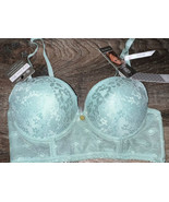 Daisy Fuentes ~ Womens Long Line Bra Push Up Mint Green Underwire Lace ~... - $33.60 CAD