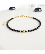 Dainty black onyx bracelet,gem beaded bracelet,gemstone jewellery,protec... - £26.19 GBP
