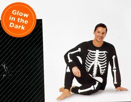Mens Way To Celebrate Size XL 46-48 Halloween Skele Pajama Set Glow In Dark NWT - £8.82 GBP